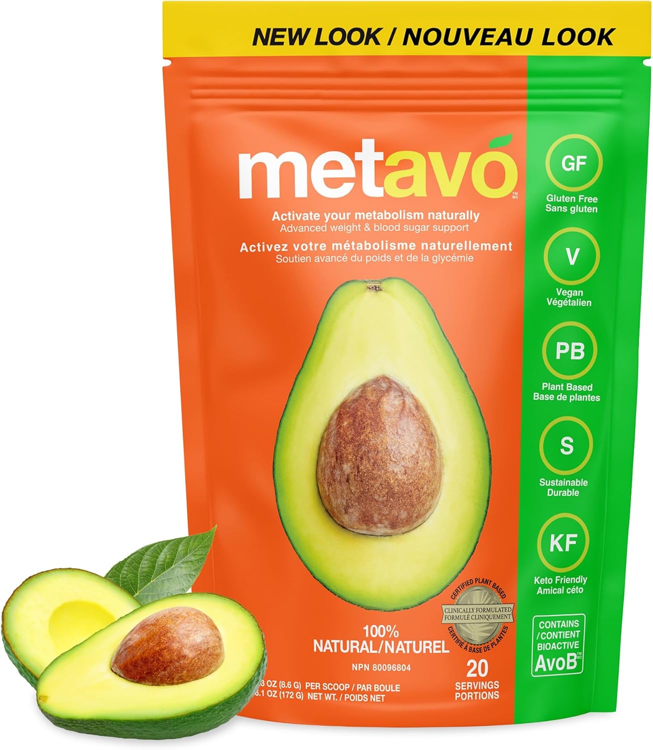 Metavo Metabolism Boosting Smoothie Mix with AvoB & Chromium - Energy Support Supplement for Weight Loss and Sugar Craving Control, 20 Servings