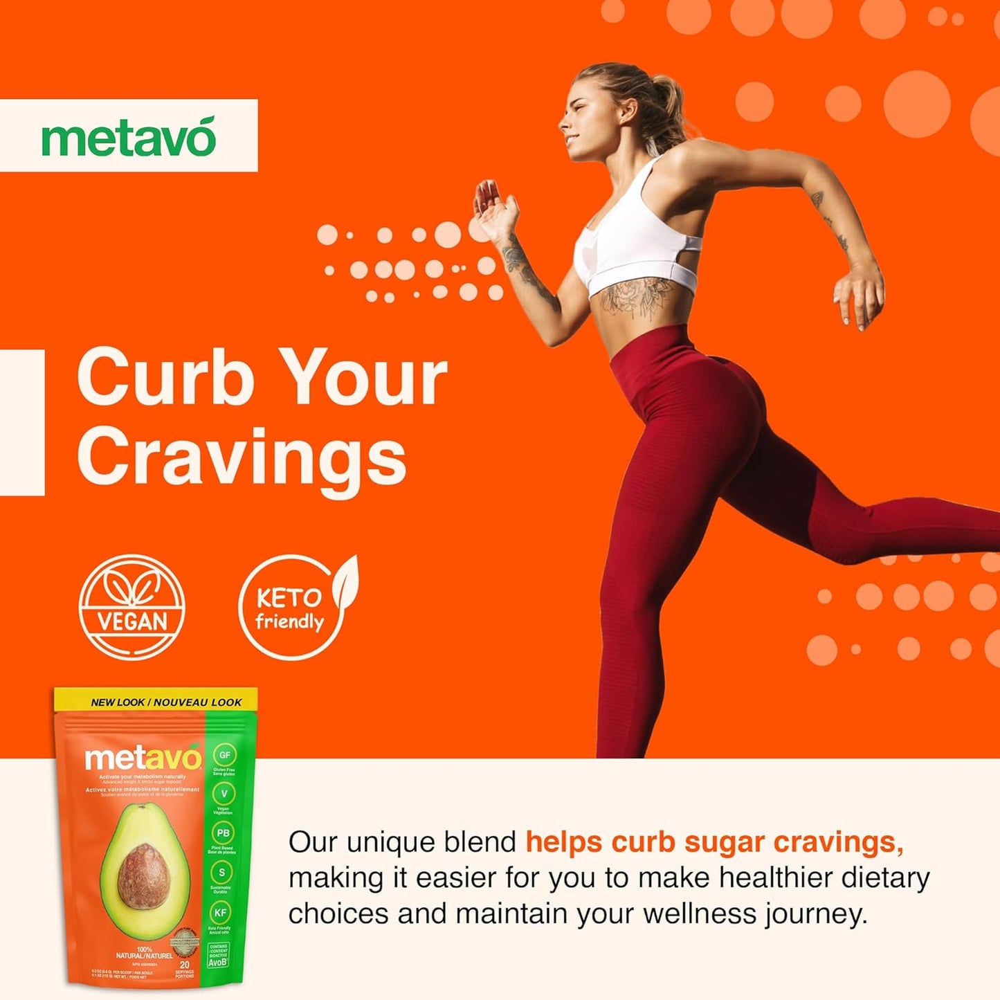 Metavo Metabolism Boosting Smoothie Mix with AvoB & Chromium - Energy Support Supplement for Weight Loss and Sugar Craving Control, 20 Servings