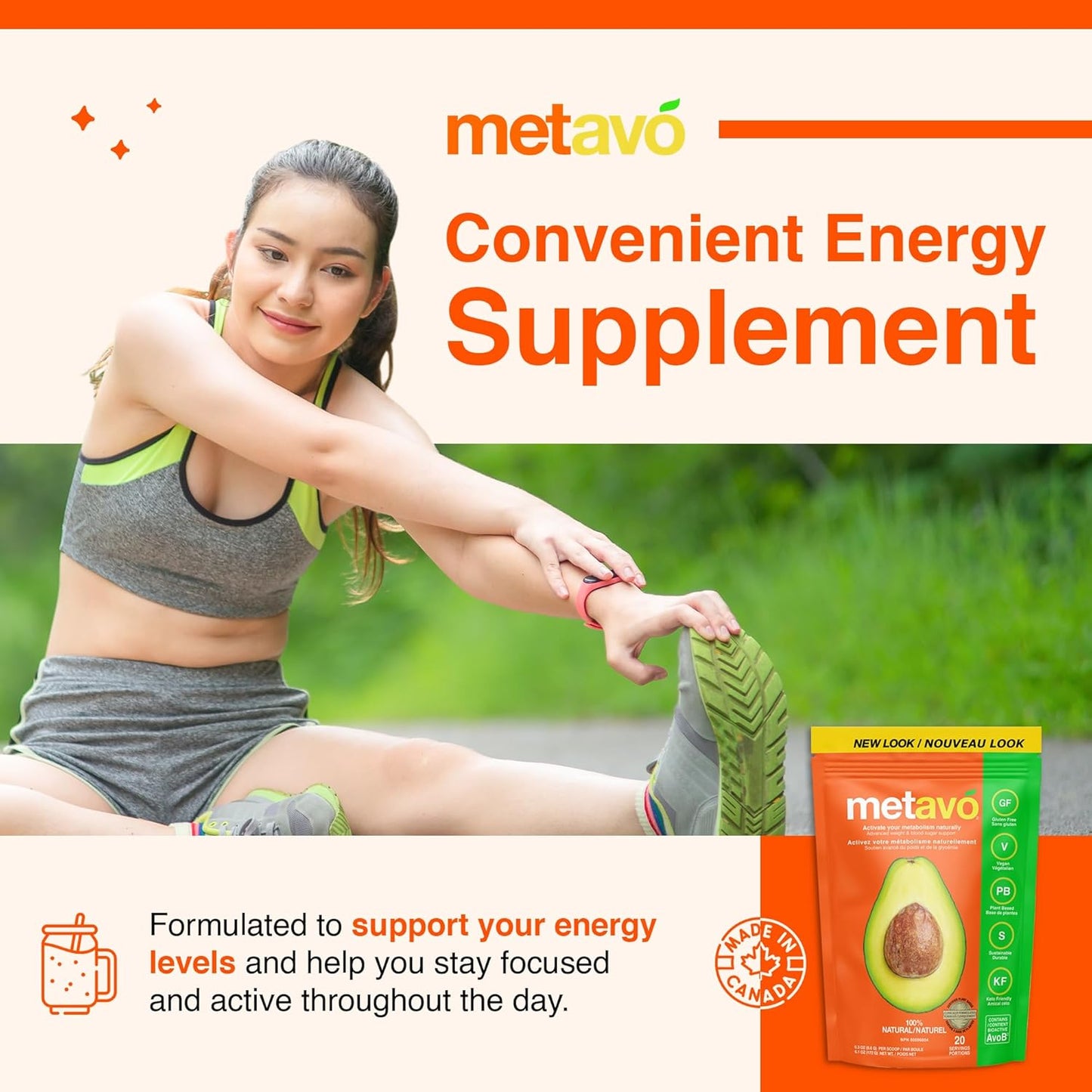 Metavo Metabolism Boosting Smoothie Mix with AvoB & Chromium - Energy Support Supplement for Weight Loss and Sugar Craving Control, 20 Servings