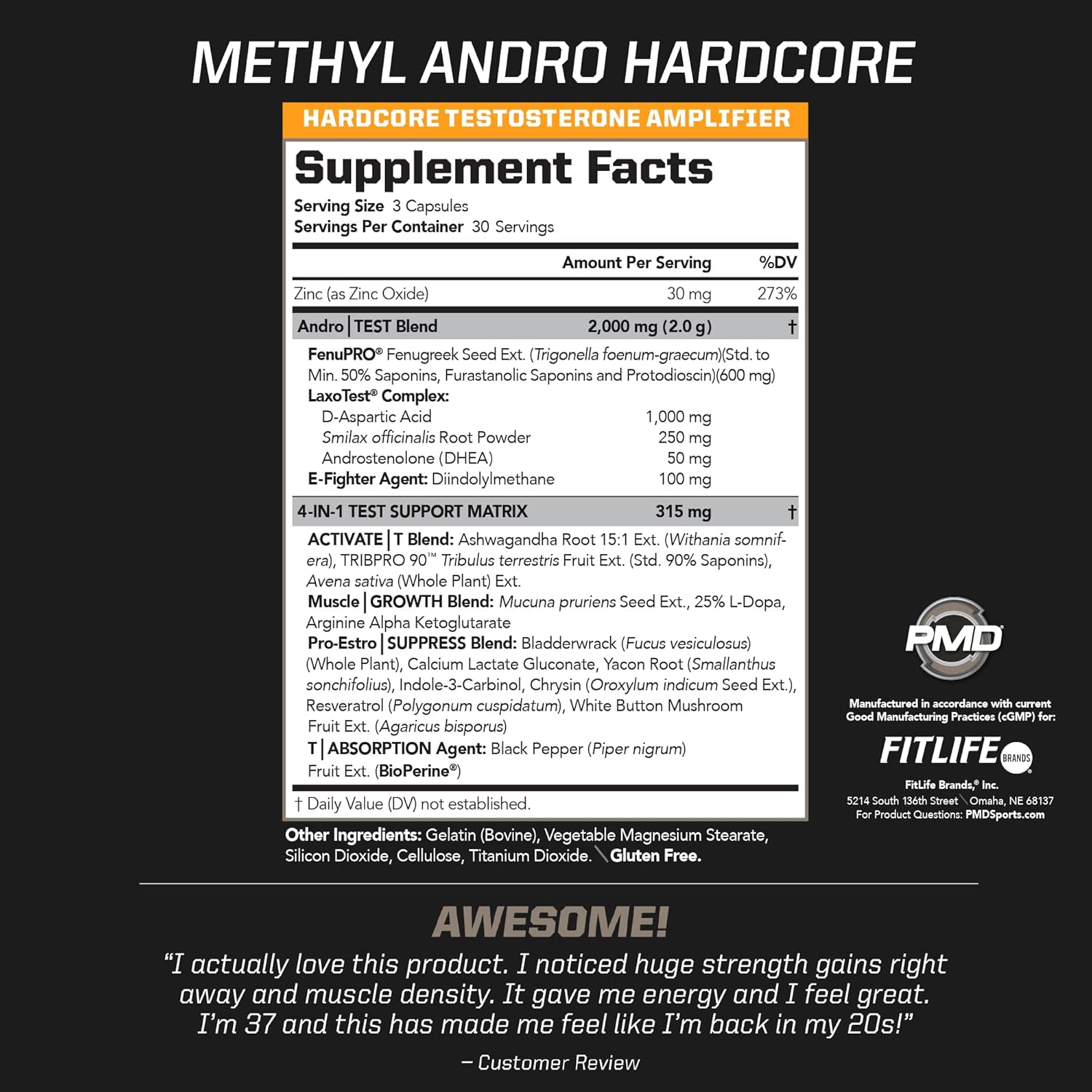 Methyl Andro with DHEA for Enhanced Testosterone, Lean Muscle, and Strength - Dietary Supplement for Weightlifting and Workout Performance - 90 Vegetarian Capsules