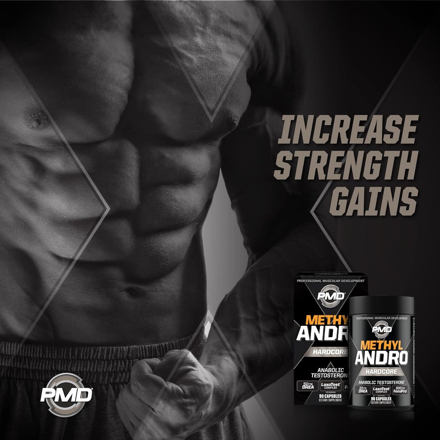 Methyl Andro with DHEA for Enhanced Testosterone, Lean Muscle, and Strength - Dietary Supplement for Weightlifting and Workout Performance - 90 Vegetarian Capsules