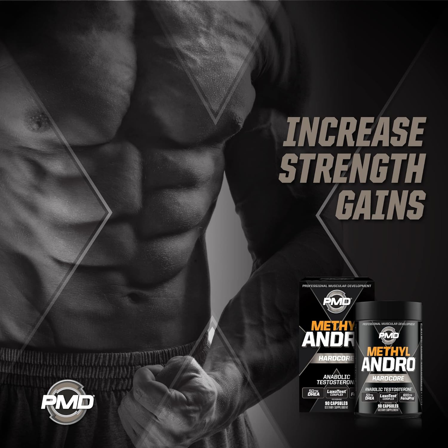 Methyl Andro with DHEA for Enhanced Testosterone, Lean Muscle, and Strength - Dietary Supplement for Weightlifting and Workout Performance - 90 Vegetarian Capsules