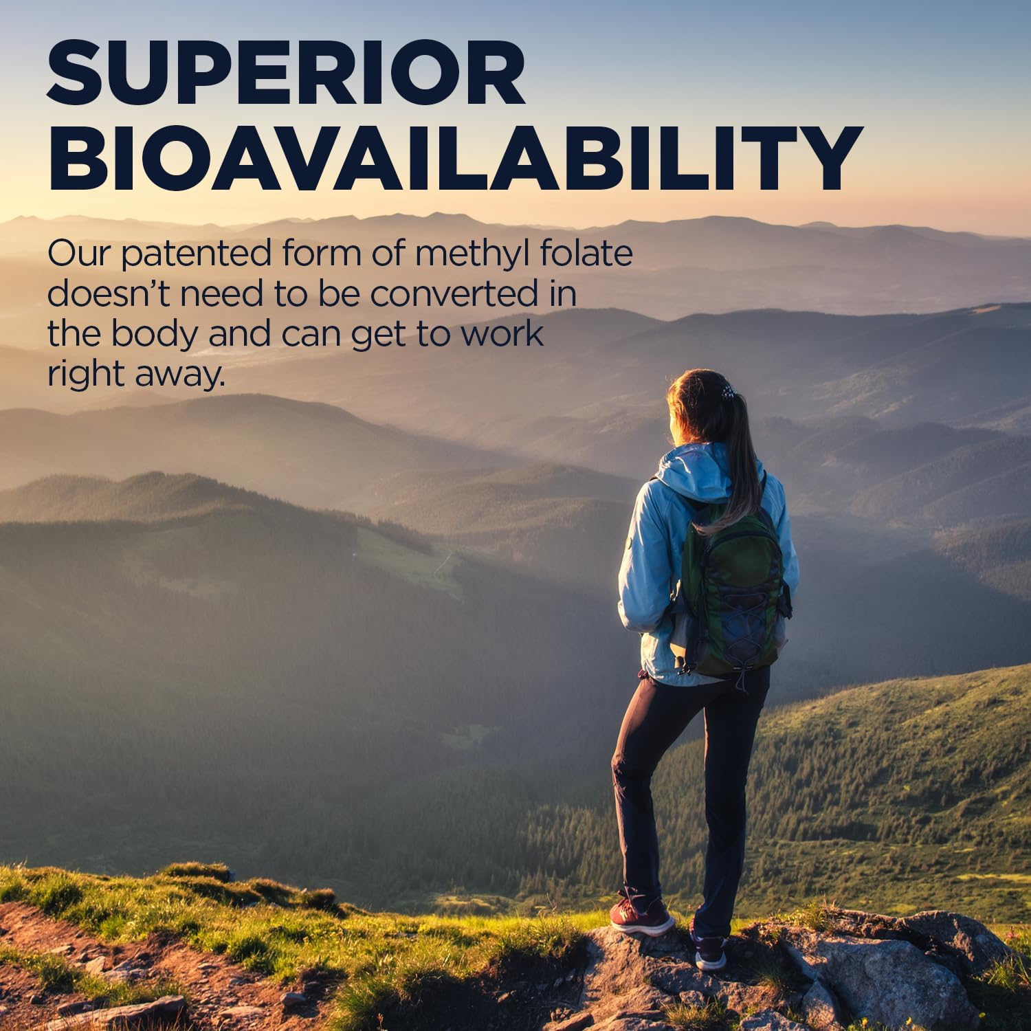 Methyl Folate 400 mcg DFE, 5-MTHF Active Form Vitamin B9 Supplement for Heart Health, Prenatal, Mood & Brain Support - 90 Tablets