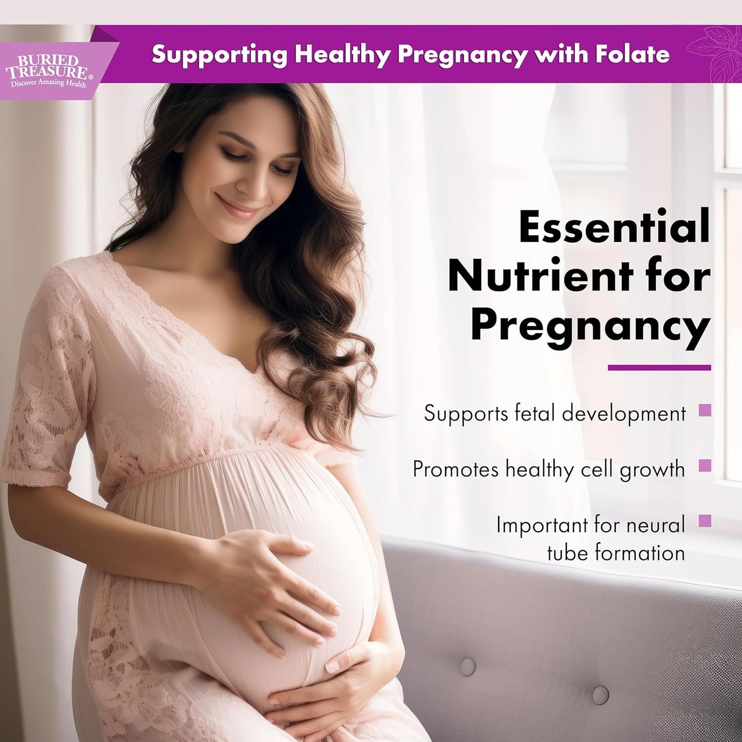 Methylated B-9 Folate Drops for Energy, Heart Health, Pregnancy Support - Vegan 5-MTHF Supplement, 120 Servings