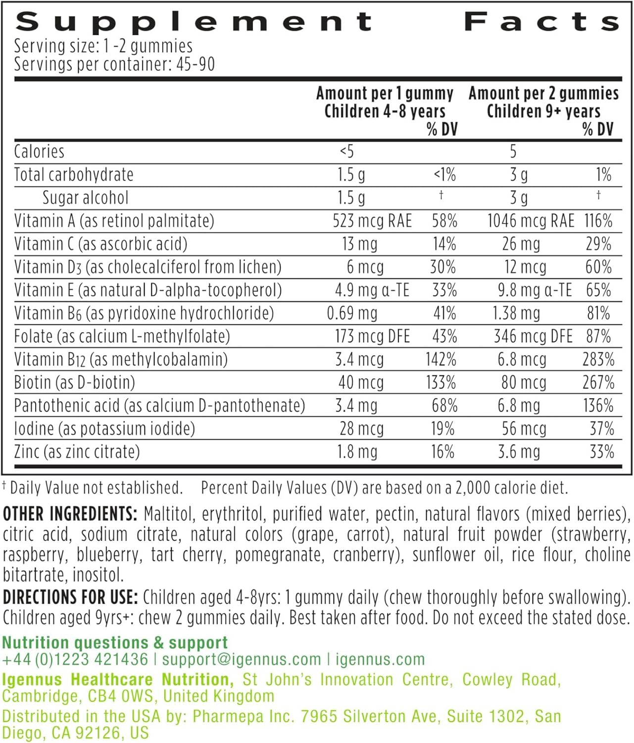 Methylated Kids Multivitamin Gummies with B-Vitamins & Vitamin D - No Sugar, Non-GMO, Halal - 90 Berry Gummies, Ages 4+