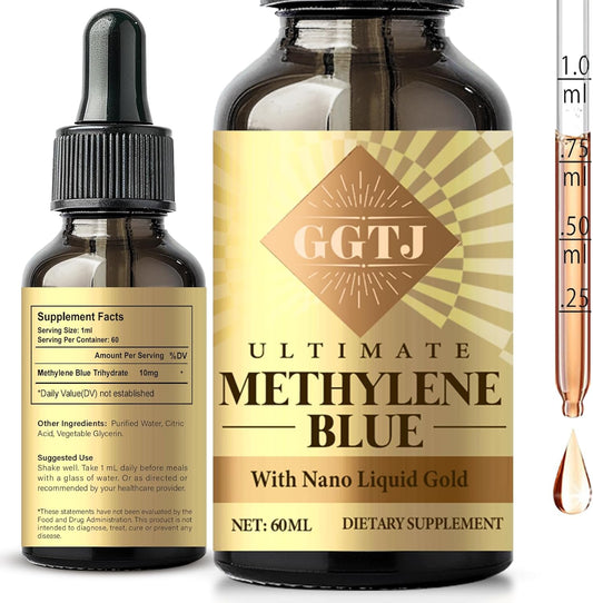 Methylene Blue 1% USP Grade Brain Supplement for Humans - 2 OZ Bottle, Third-Party Tested, No Formaldehyde