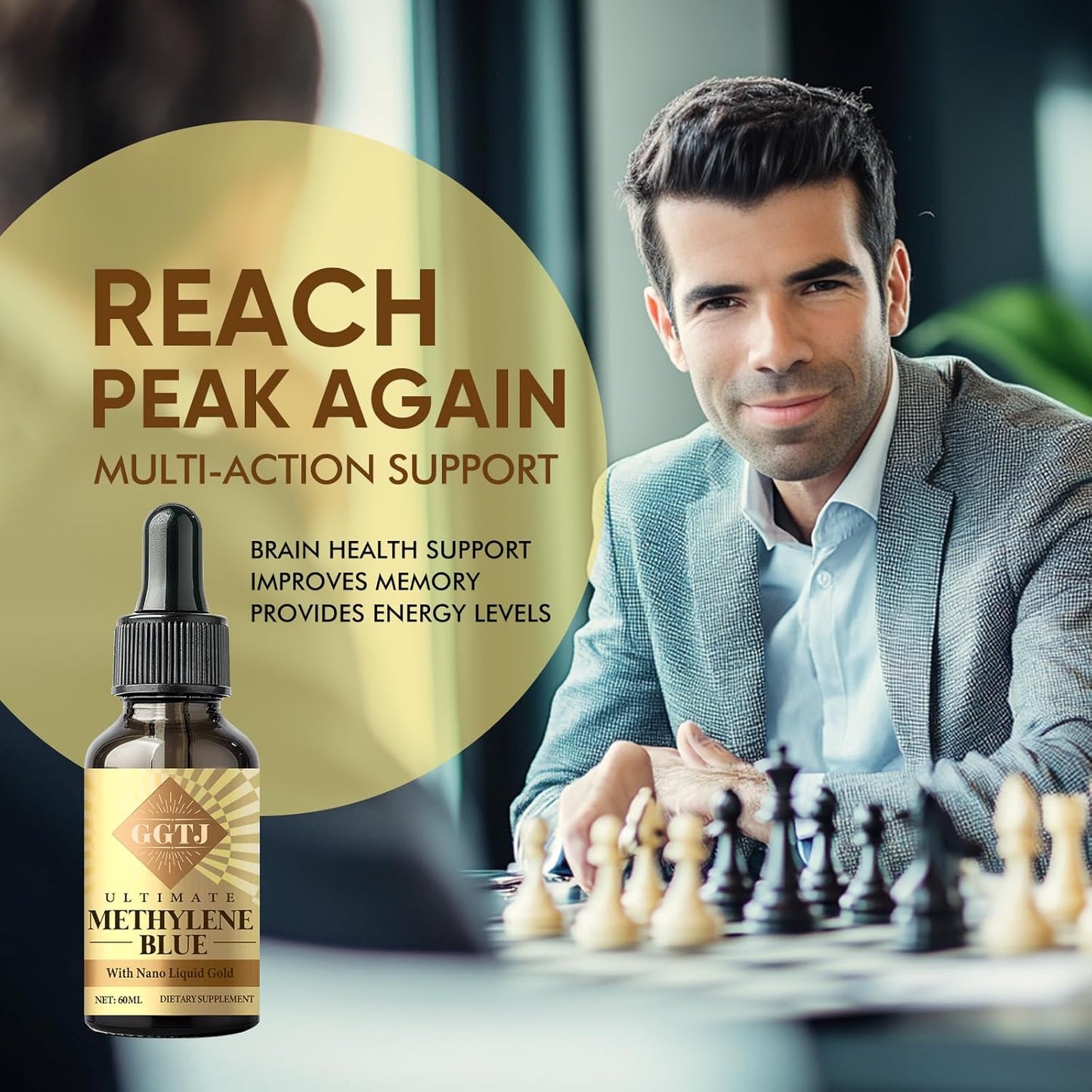 Methylene Blue 1% USP Grade Brain Supplement for Humans - 2 OZ Bottle, Third-Party Tested, No Formaldehyde