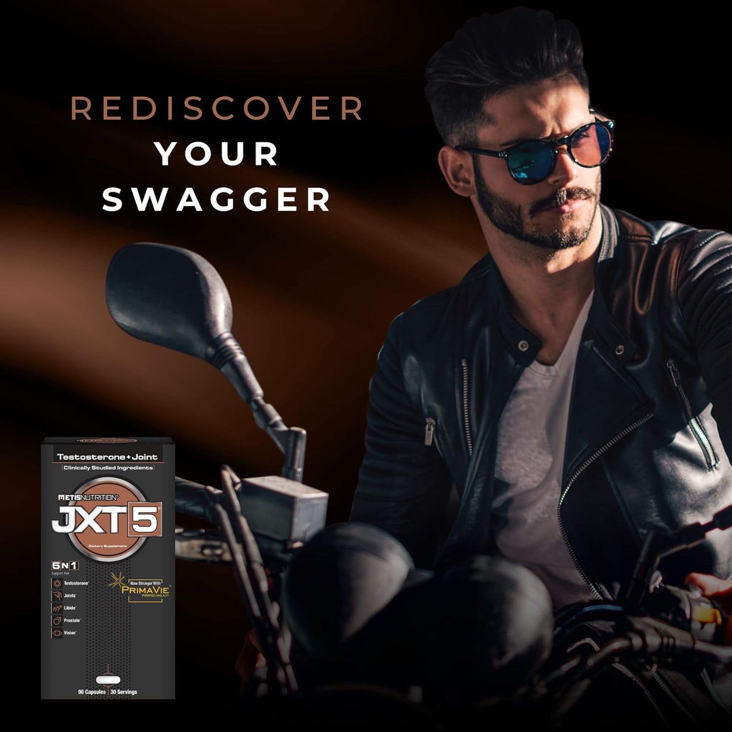 METISNutrition JXT5 Men's Health Supplement - 5-in-1 Joint, Libido, Prostate, Vision Support - Test Boost, Energy (90 Capsules)