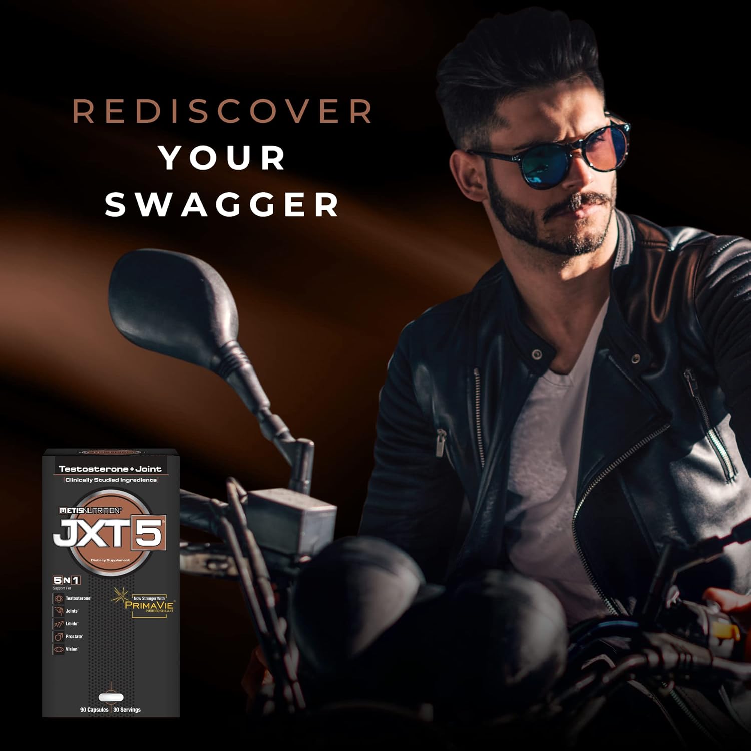 METISNutrition JXT5 Men's Health Supplement - 5-in-1 Joint, Libido, Prostate, Vision Support - Test Boost, Energy (90 Capsules)