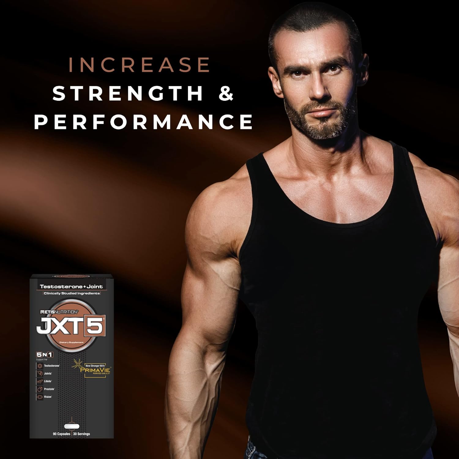 METISNutrition JXT5 Men's Health Supplement - 5-in-1 Joint, Libido, Prostate, Vision Support - Test Boost, Energy (90 Capsules)