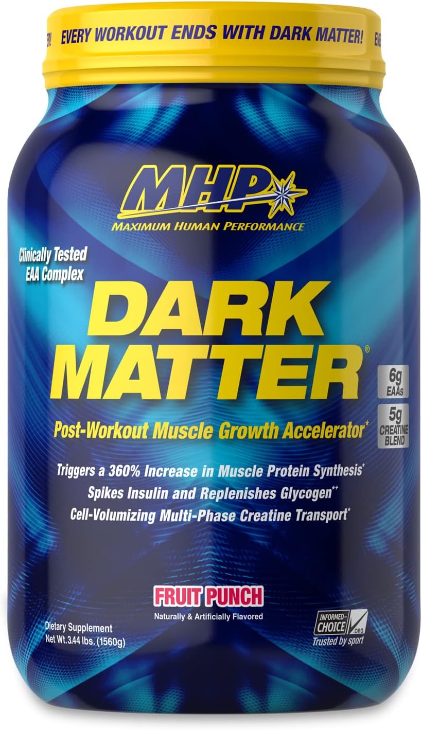 MHP Dark Matter Post Workout Recovery Accelerator with Multi Phase Creatine, Waxy Maize Carbohydrate, 6g EAAs, Fruit Punch - 20 Servings