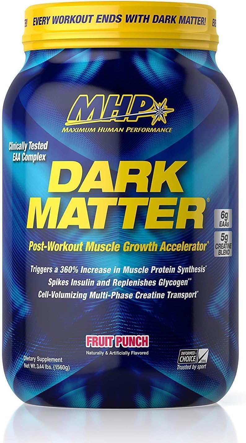 MHP Dark Matter Post Workout Recovery Accelerator with Multi Phase Creatine, Waxy Maize Carbohydrate, 6g EAAs, Fruit Punch - 20 Servings