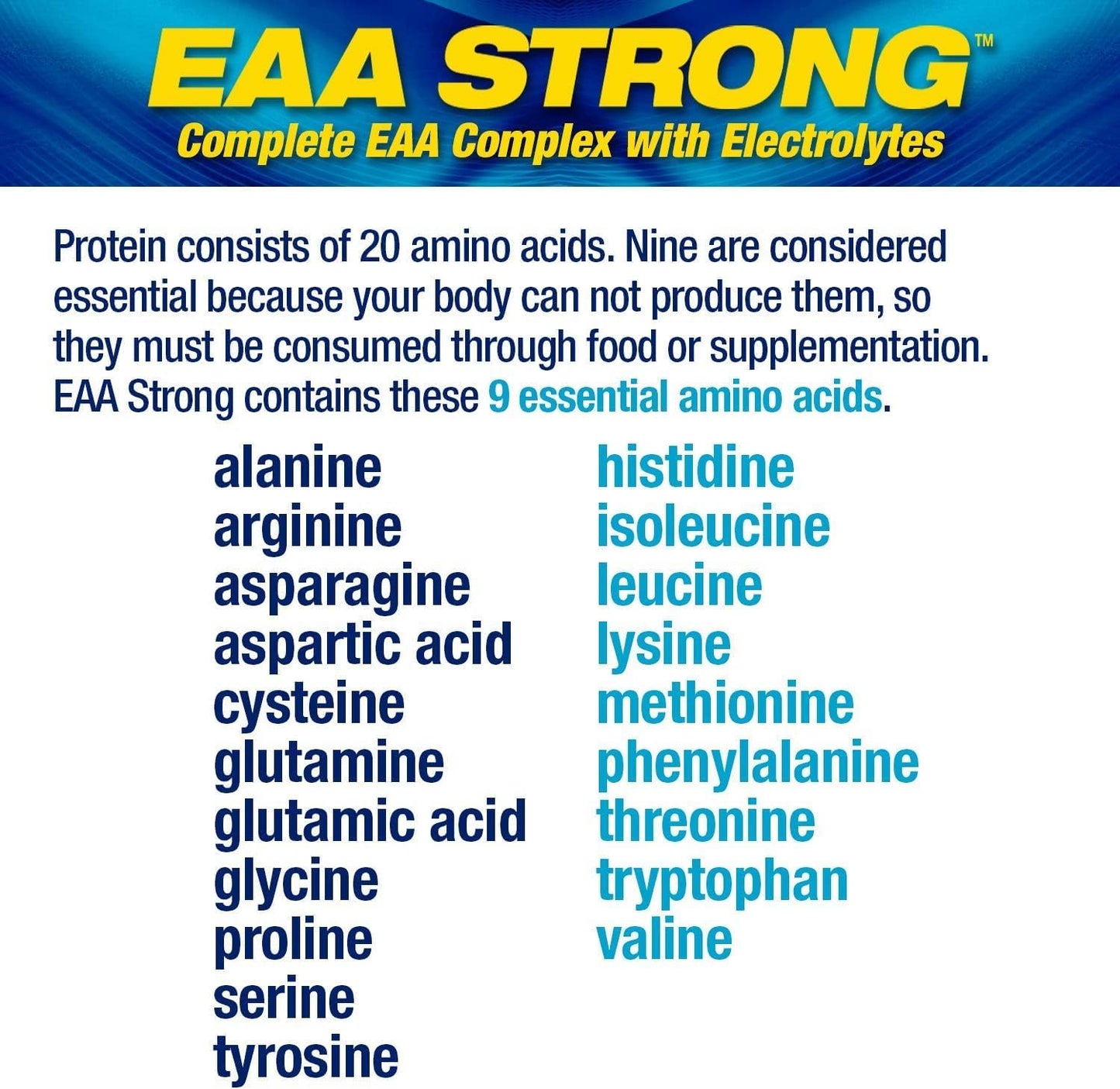MHP EAA Strong Amino Acid Supplements with BCAAs, Electrolytes - Blue Raspberry (1.2 lb)