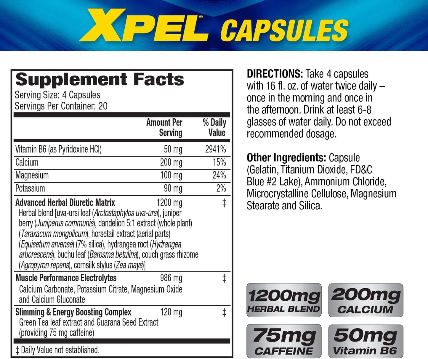 MHP Xpel Maximum Strength Diuretic Capsules - 80 Count (2 Pack) - Fast-Acting Water Weight Loss Supplement