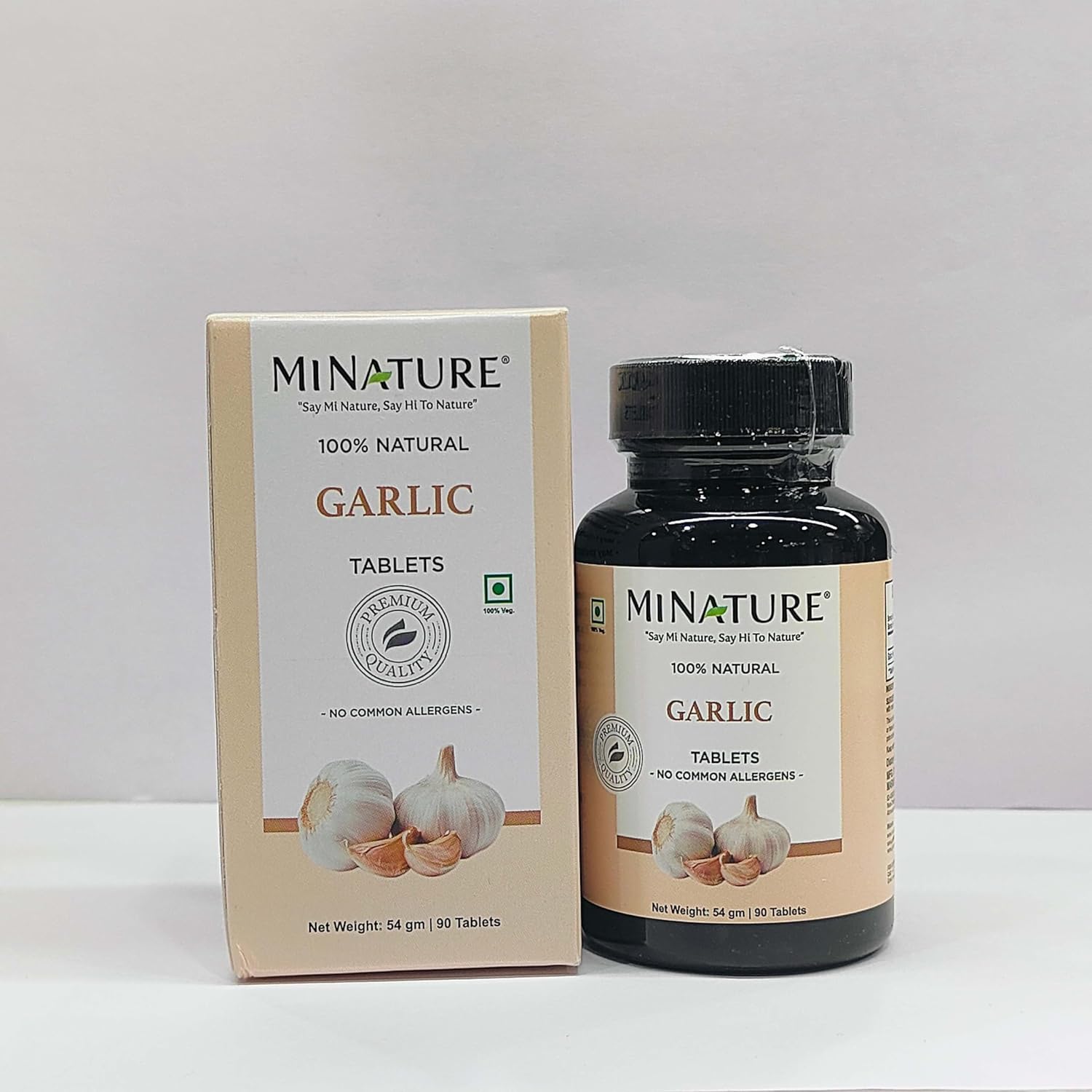 mi Nature Mini Garlic Tablets - Herbal, Non-GMO, Vegan, Gluten Free - 500mg, 90 Tablets (45 Days Supply) - Made in India