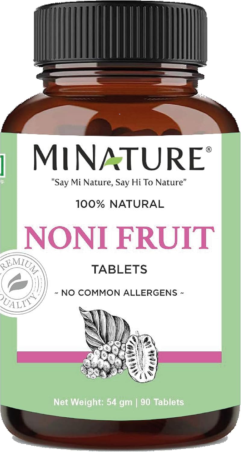 mi Nature Mini Noni Tablets | 90 Tablets, 1000mg | 45 Days Supply | Noni Fruit Supplement Vegan Friendly