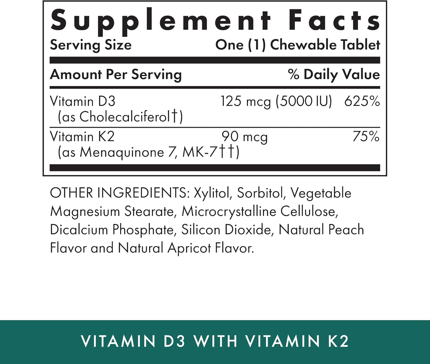 Michael's Health Vitamin D3 with K2 Chewable Tablets - 180 Servings, Apricot Flavor, Vegetarian, Bone & Immune Support, No Sugar - 2 Pack