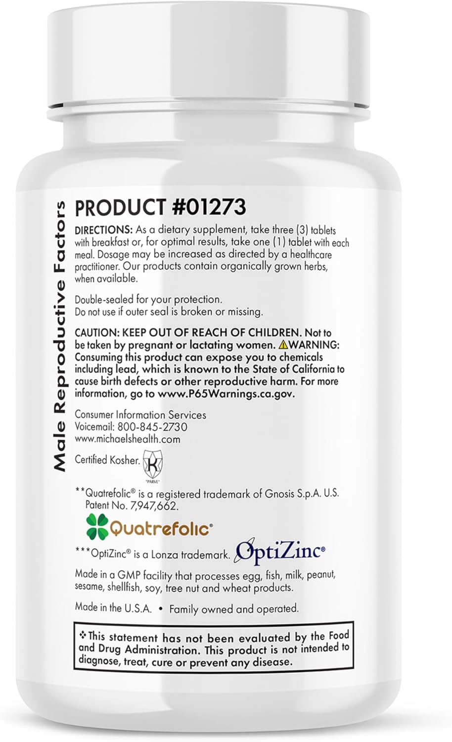 MICHAEL'S Naturopathic Reproductive Factors Couples' Pack - 60 Vegetarian Tablets - Nutrients for Conception Support