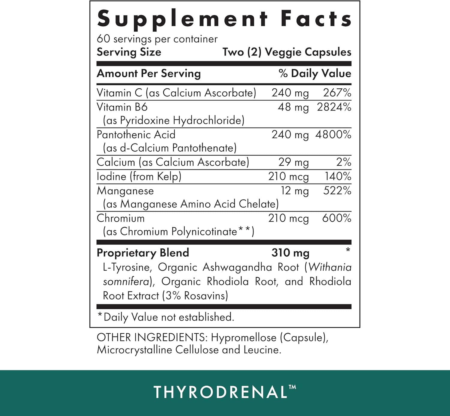 MICHAEL'S Thyrodrenal Naturopathic Supplement - 120 Vegan Capsules - Supports Thyroid & Adrenal Health - Vitamin C - 60 Servings