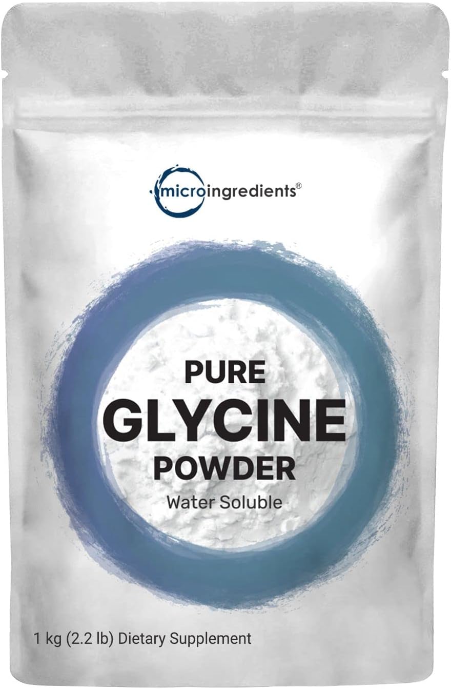 Micro Ingredients Glycine Powder 1KG - Supports Restful Sleep, Neurotransmitter, Water Soluble - Made in USA