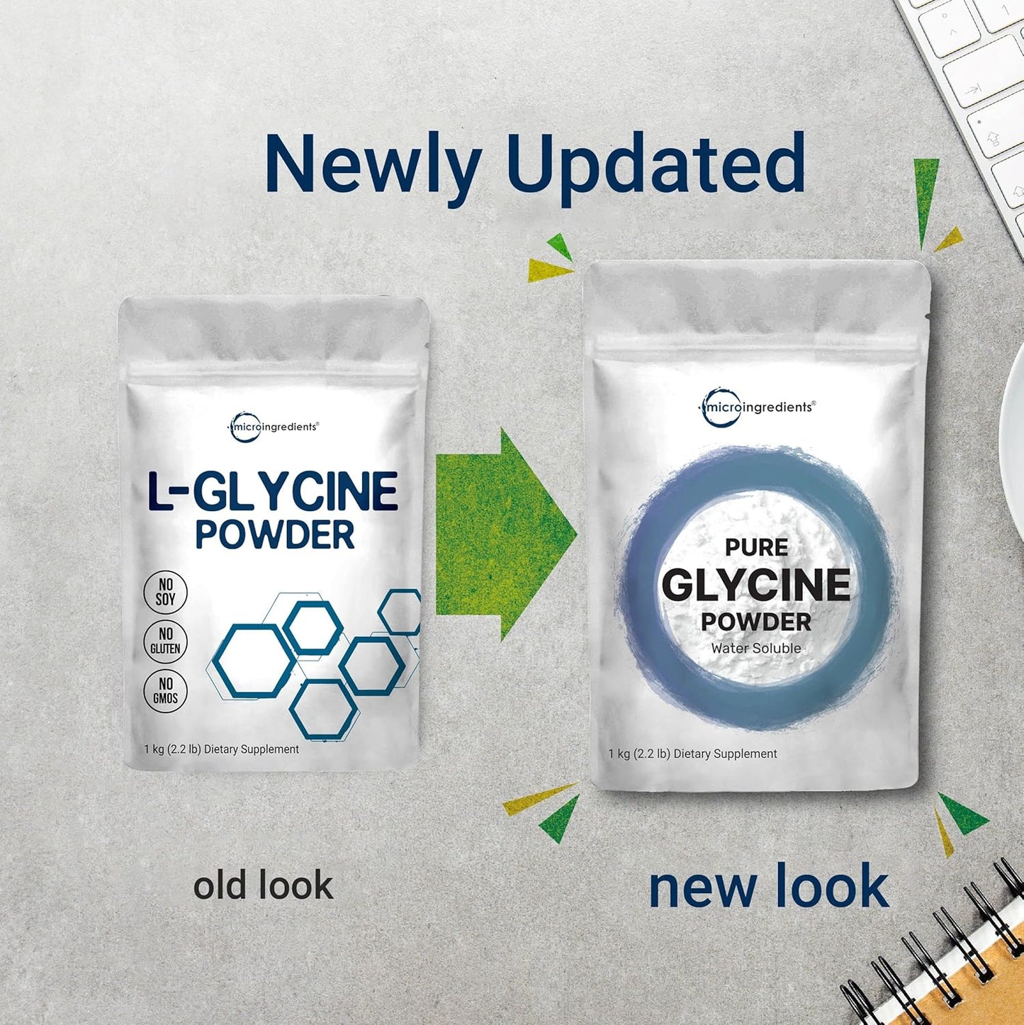 Micro Ingredients Glycine Powder 1KG - Supports Restful Sleep, Neurotransmitter, Water Soluble - Made in USA