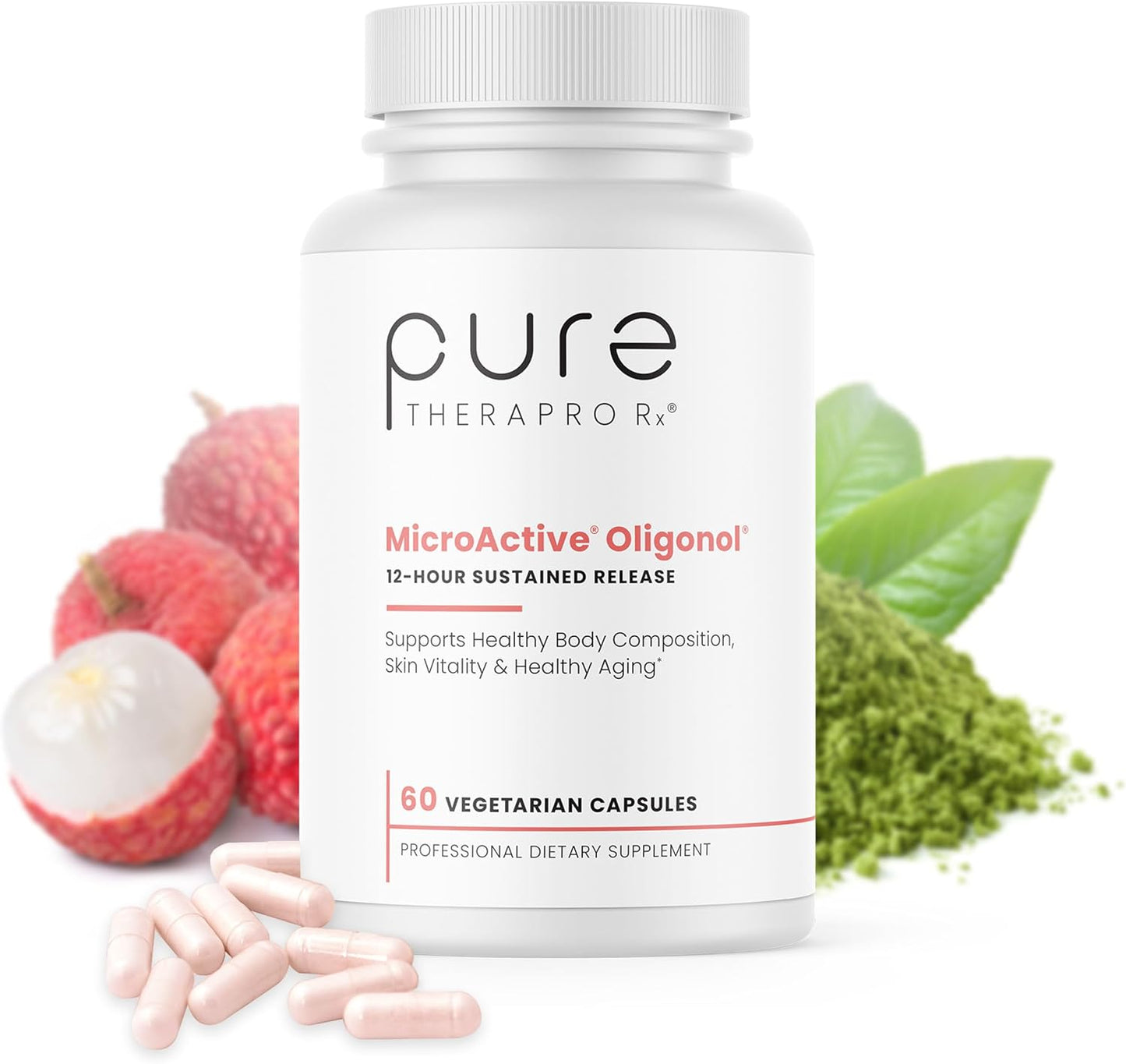 MicroActive Oligonol Polyphenol Supplement for Body Composition & Skin | 2x BioAvailable | 2 Month Supply | Non-GMO & Vegan (60 Capsules)