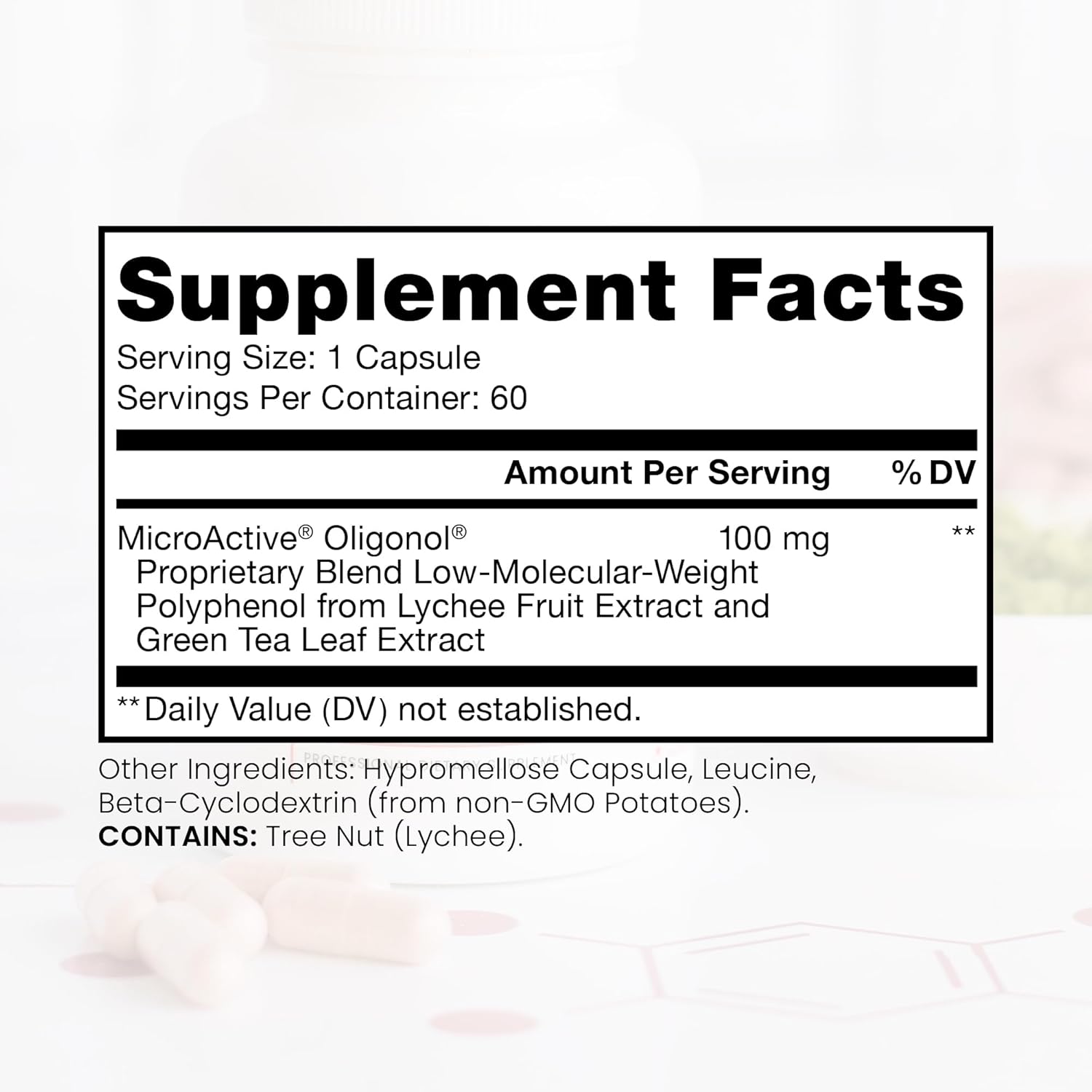 MicroActive Oligonol Polyphenol Supplement for Body Composition & Skin | 2x BioAvailable | 2 Month Supply | Non-GMO & Vegan (60 Capsules)