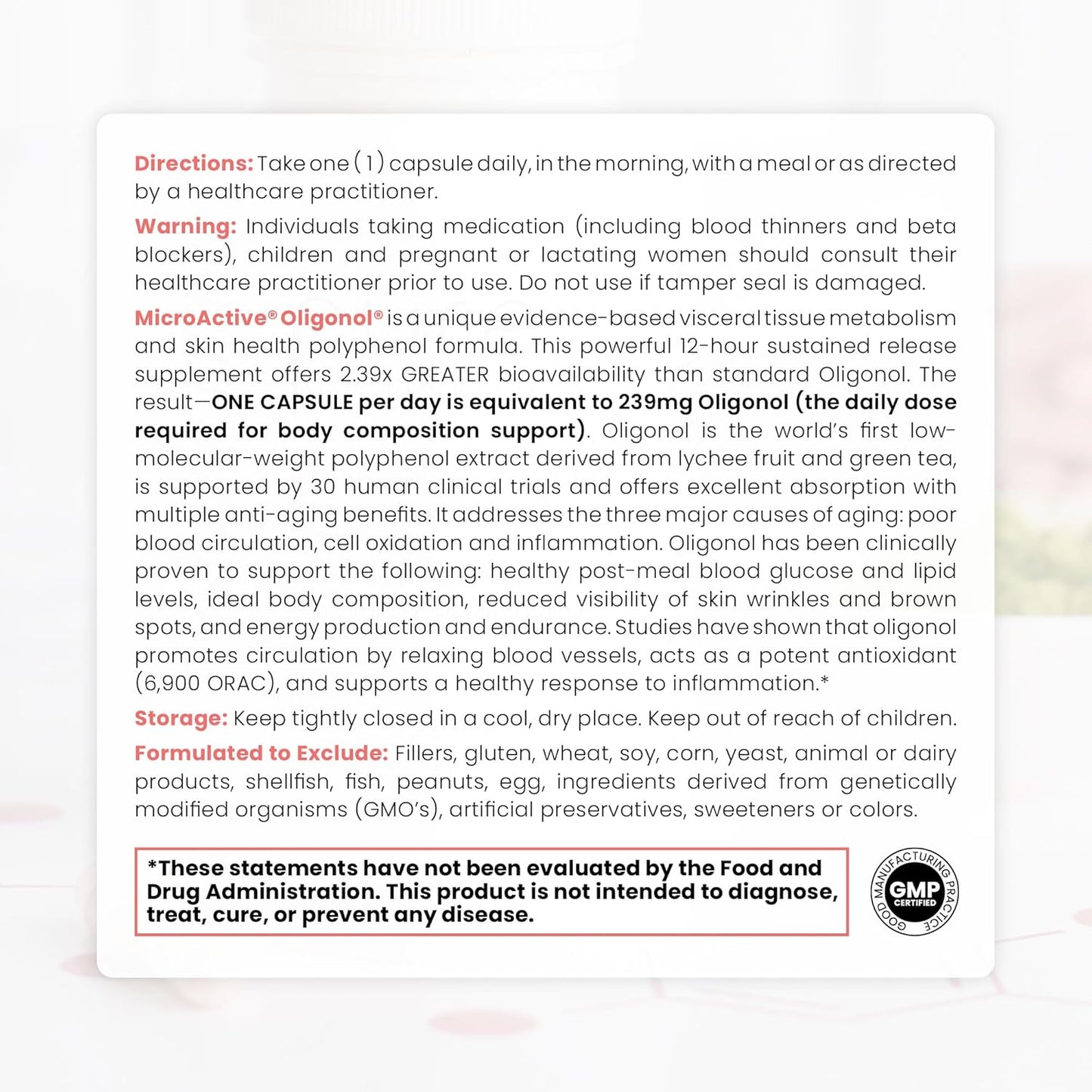 MicroActive Oligonol Polyphenol Supplement for Body Composition & Skin | 2x BioAvailable | 2 Month Supply | Non-GMO & Vegan (60 Capsules)