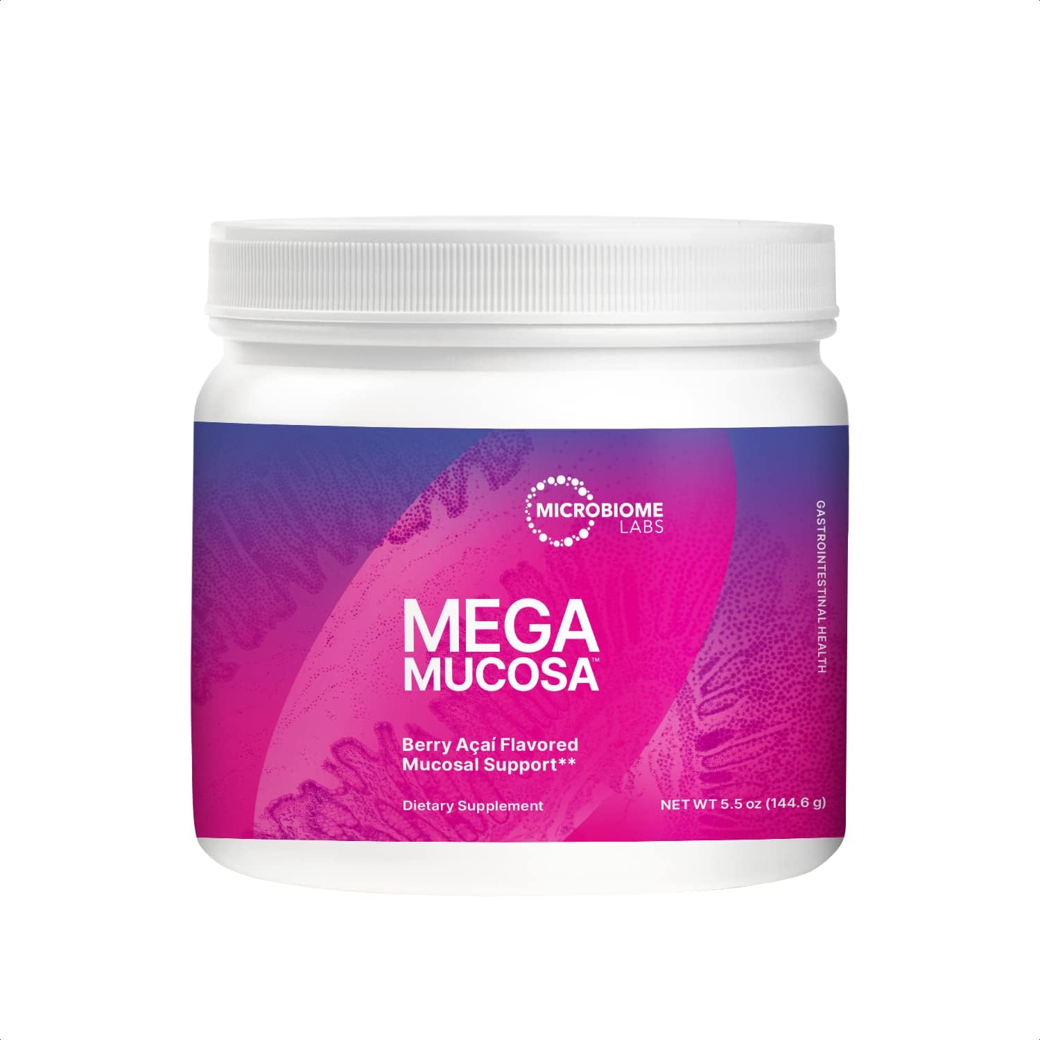 Microbiome Labs MegaMucosa Berry Acai Gut Health Powder - Complete Mucosal Support Supplement for Healthy Gut & Immune Function - Dairy-Free Immunoglobulins & Amino Acids - 5.5 oz