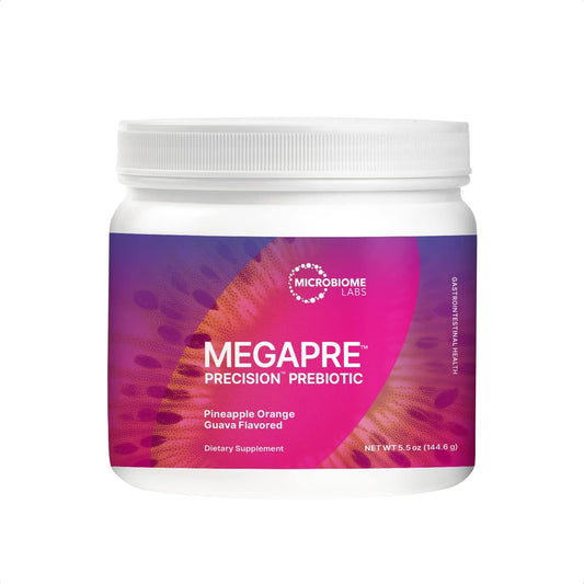 Microbiome Labs MegaPre Pineapple Orange Guava Prebiotic Fiber Powder - Clinically Tested Oligosaccharides for Gut Health (5.5 Oz)