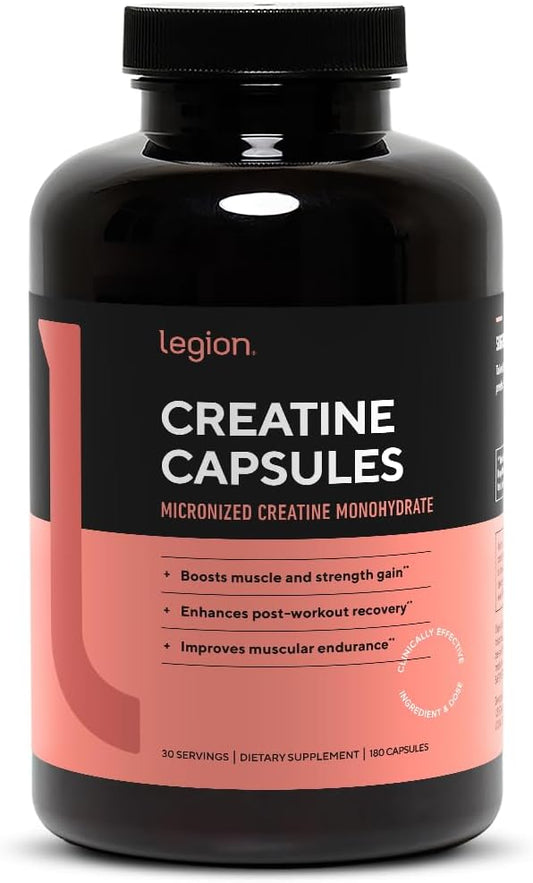 Micronized Creatine Monohydrate Capsules for Muscle Gain & Recovery - Clean Powder for Maximum Absorption - 30 Servings