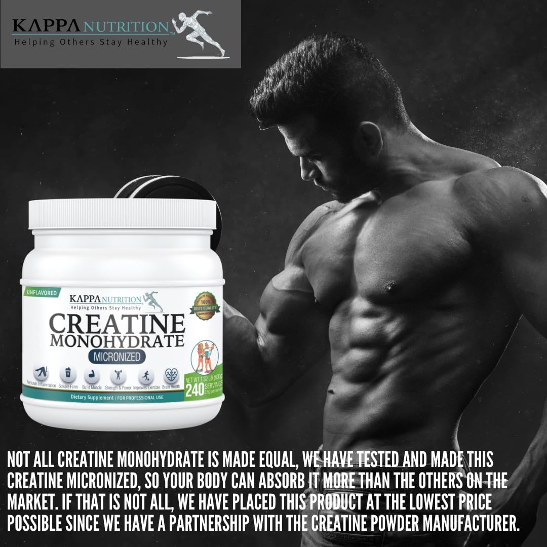 Micronized Creatine Monohydrate Powder - 2.5g per Serving (240 Servings) by KAPPA NUTRITION