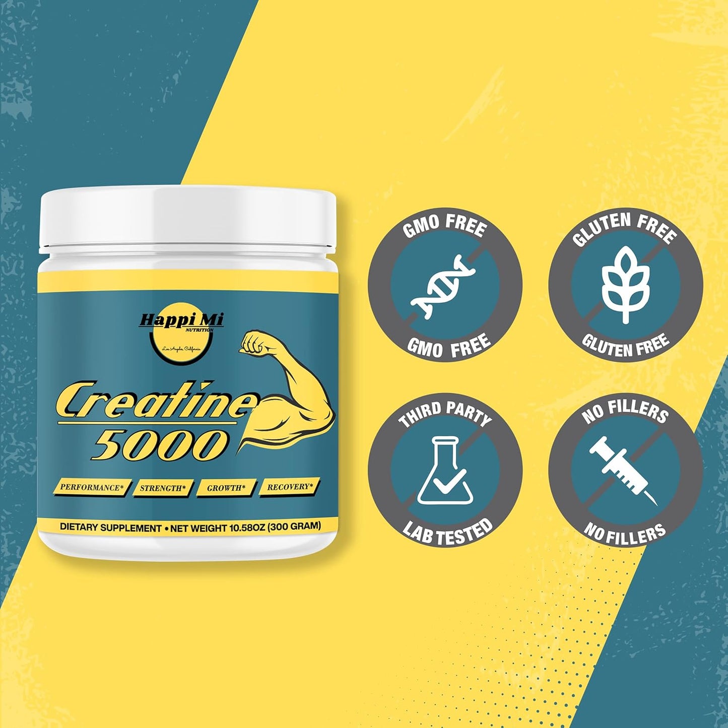 Micronized Creatine Monohydrate Powder for Pre and Post Workout, Muscle Building, and Athletic Performance - 300g, 5000mg per Serving