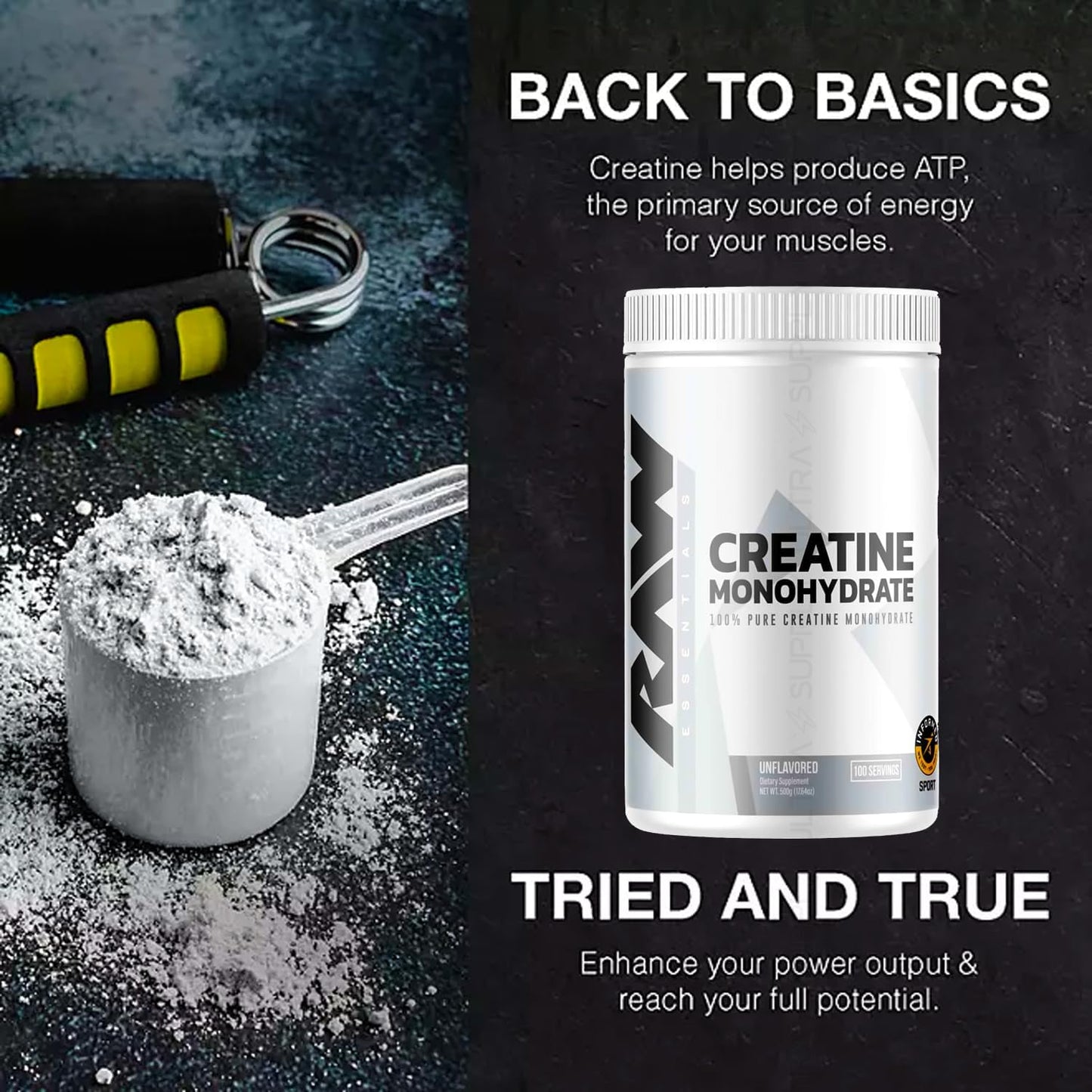 Micronized Creatine Monohydrate Powder, Unflavored - 510g, 100 Servings for Muscle Strength & Recovery