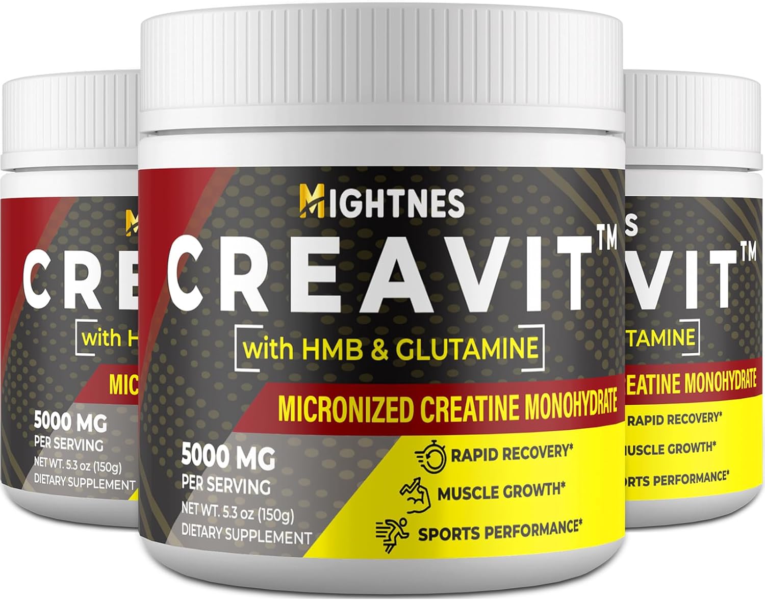 Micronized Creatine Monohydrate Powder with L-Glutamine, HMB, Caffeine, and Magnesium | 5g per Serving | 3 Pack