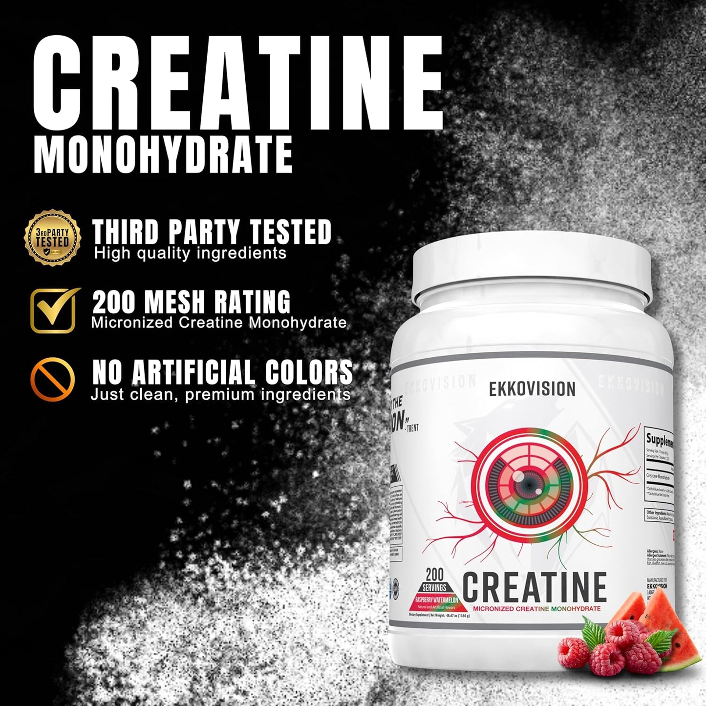 Micronized Raspberry Watermelon Creatine Monohydrate Powder for Energy Support, Pre & Post Workout Supplement, Easy Mix, 200 Servings