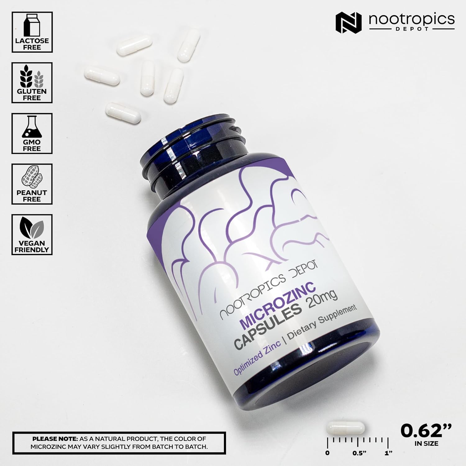 MicroZinc Capsules | 20mg Zinc Supplement | Enhanced Formula | 30 Count Bottle