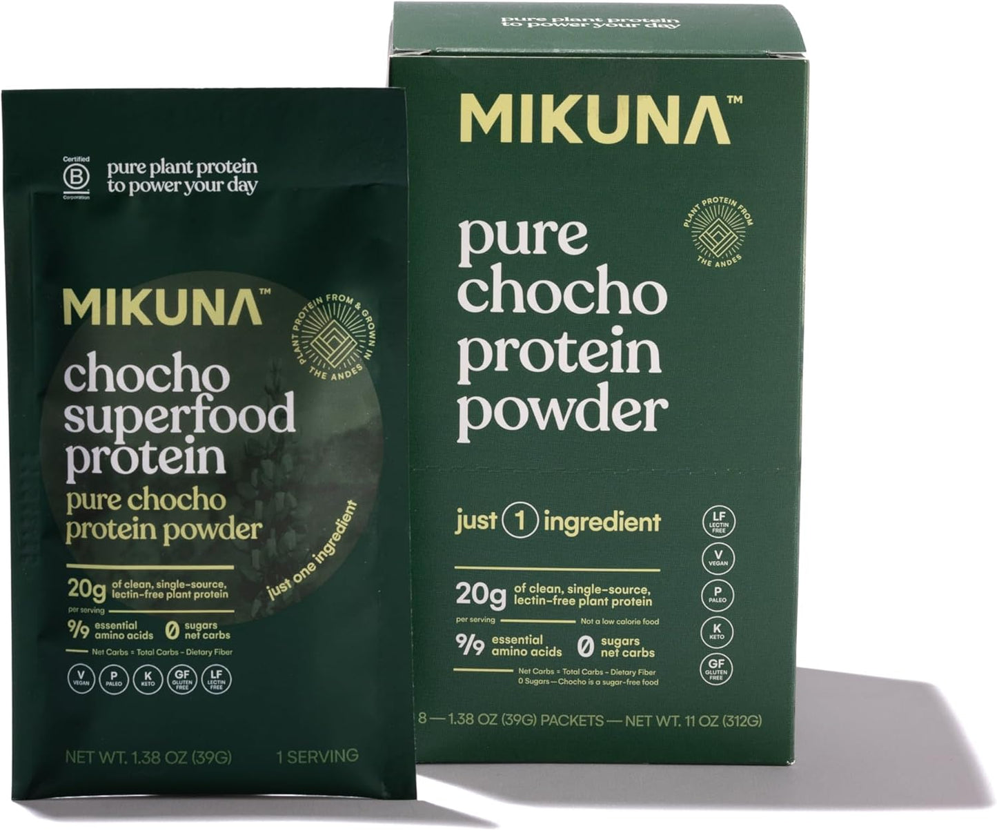 Mikuna Plant-Based Chocho Superfood Protein Powder - Dairy-Free with Vitamins, Minerals & Fiber - Gluten, Keto, and Lectin-Free - 8 Servings