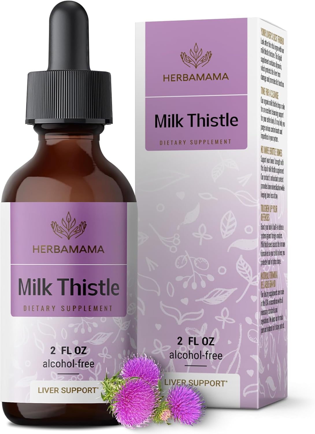 Milk Thistle and Chlorophyll Herbal Liquid Drops Bundle - Vegan Supplement Extract Kit - Non GMO, Sugar & Alcohol-Free - 2 fl oz (Pack of 2)