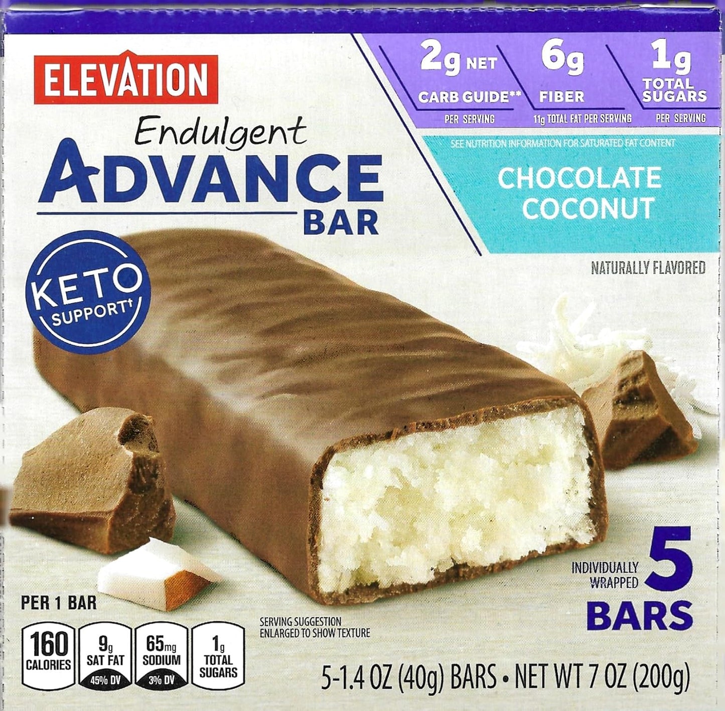 Millville Elevation Advance Chocolate Coconut Bars - Low Carb, High Protein, 5-Pack with Recipe Bundle