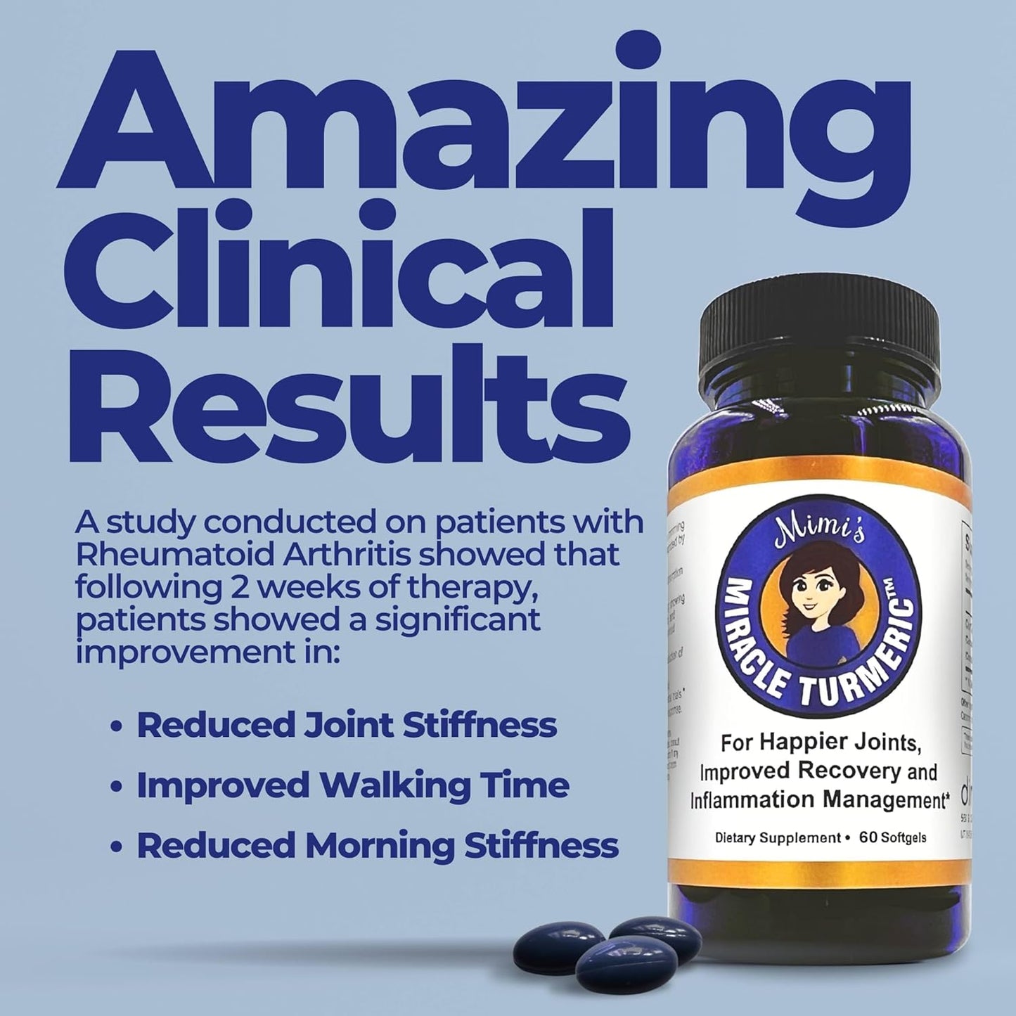 Mimi's Miracle Turmeric Capsules: Micelle Curcumin Supplement, Clinical Trials Show Relief in 7 Days, 10x More Bioavailable (60 Count)