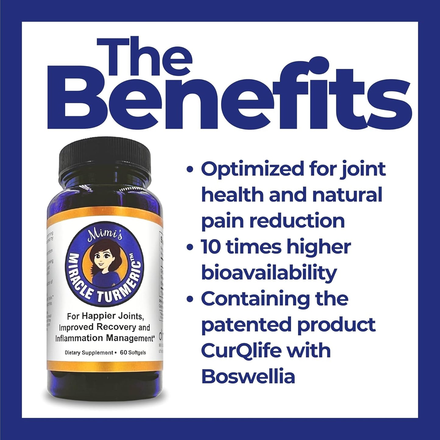 Mimi's Miracle Turmeric Capsules: Micelle Curcumin Supplement, Clinical Trials Show Relief in 7 Days, 10x More Bioavailable (60 Count)