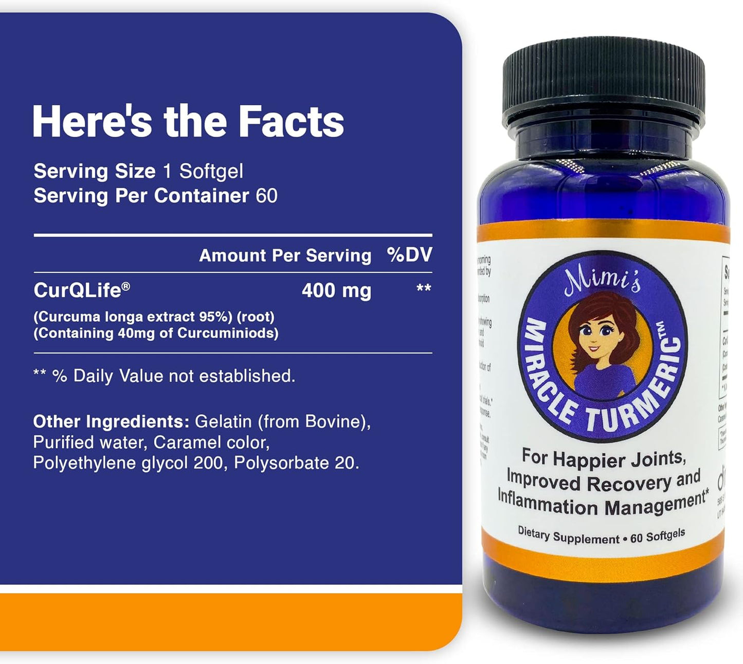 Mimi's Miracle Turmeric Capsules: Micelle Curcumin Supplement, Clinical Trials Show Relief in 7 Days, 10x More Bioavailable (60 Count)