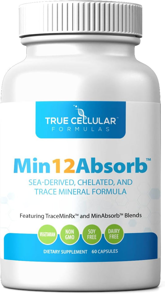 MIN12Absorb™ Cellular Mineral Complex | Non-GMO, Vegan, 30-Day Supply for Daily Vitality - Enhanced Absorption Formula