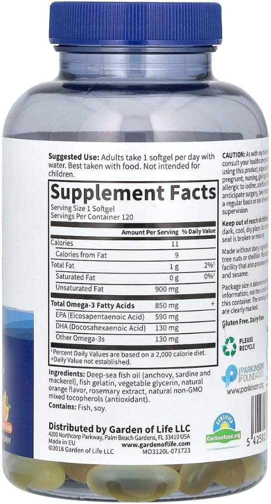 Minami Natural Brain Function and Heart Health Omega 3 Fish Oil Supplement - 120 Count