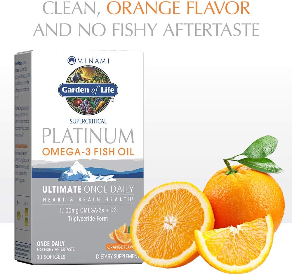 Minami Supercritical Platinum Omega 3 Fish Oil - Orange, 30 Softgels, Daily Heart & Brain Health Supplement