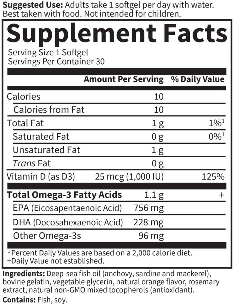 Minami Supercritical Platinum Omega 3 Fish Oil - Orange, 30 Softgels, Daily Heart & Brain Health Supplement