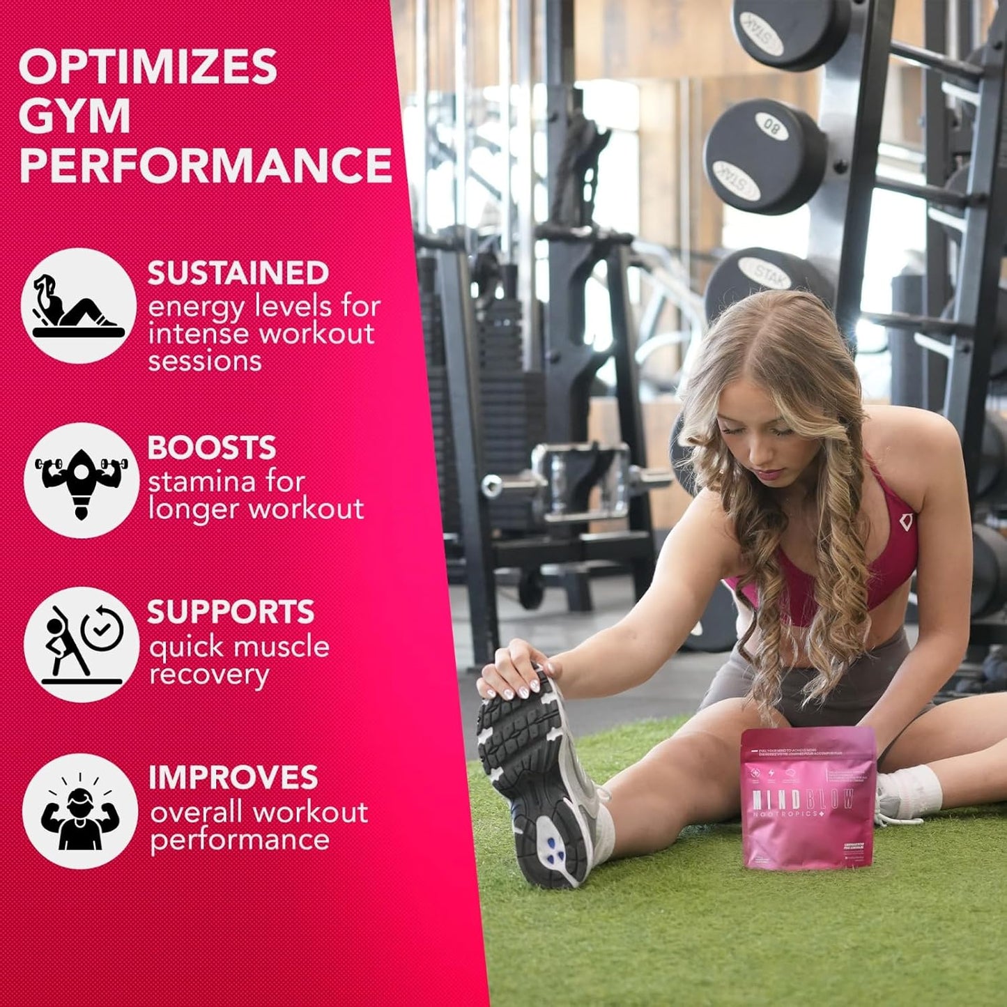 Mind Blow Energy Nootropic Brain Supplement - Boost Energy, Focus, & Mood with Caffeine, L-Tyrosine, Teacrine, & Alpha GPC - Great for Gamers, Gym Goers, Students, & Entrepreneurs - 30 Servings (Pink Lemonade)