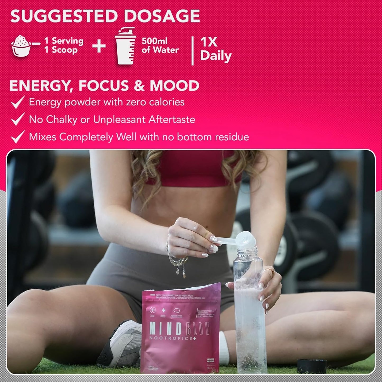 Mind Blow Energy Nootropic Brain Supplement - Boost Energy, Focus, & Mood with Caffeine, L-Tyrosine, Teacrine, & Alpha GPC - Great for Gamers, Gym Goers, Students, & Entrepreneurs - 30 Servings (Pink Lemonade)