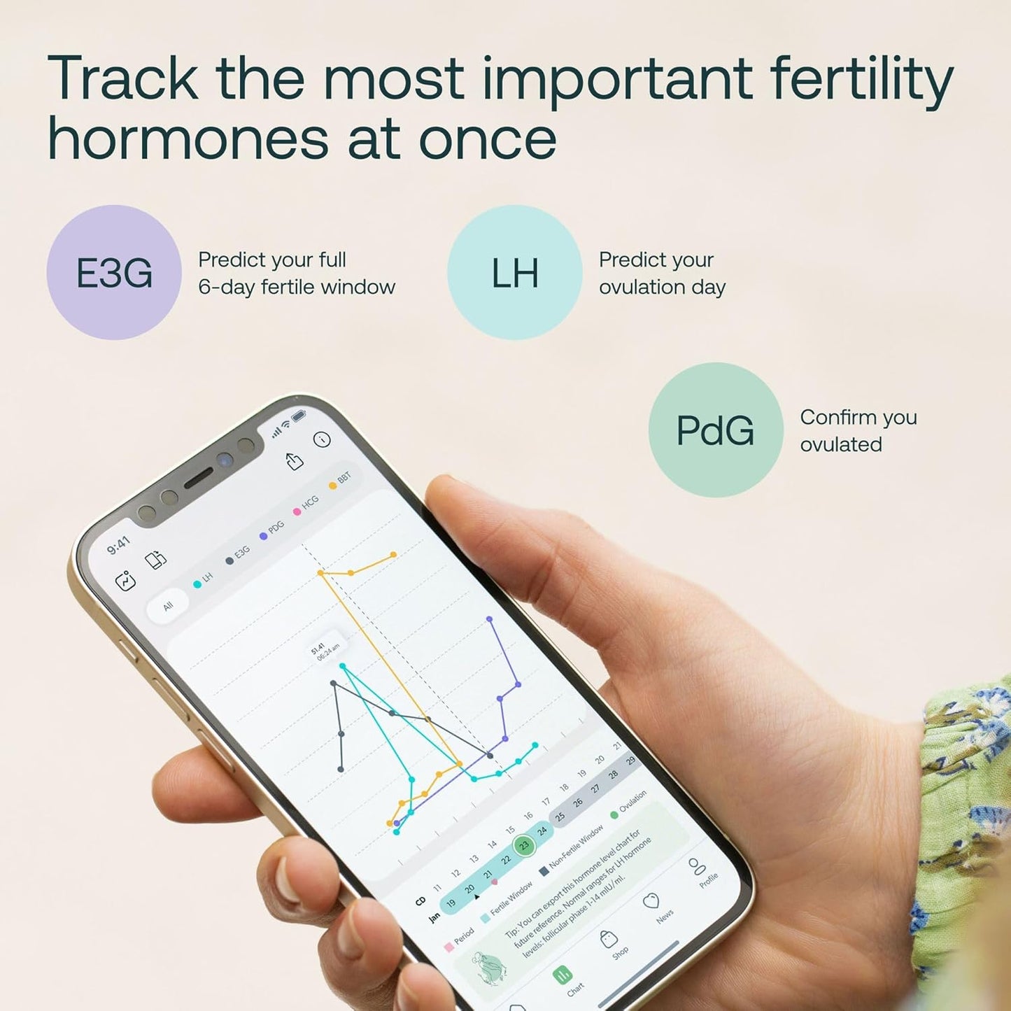 Mira Pregnancy Bundle: Digital Fertility Kit with Ovulation Test Wands, Prenatal Vitamins, and Fertility Tea (60 Capsules, 20 Tea Bags)